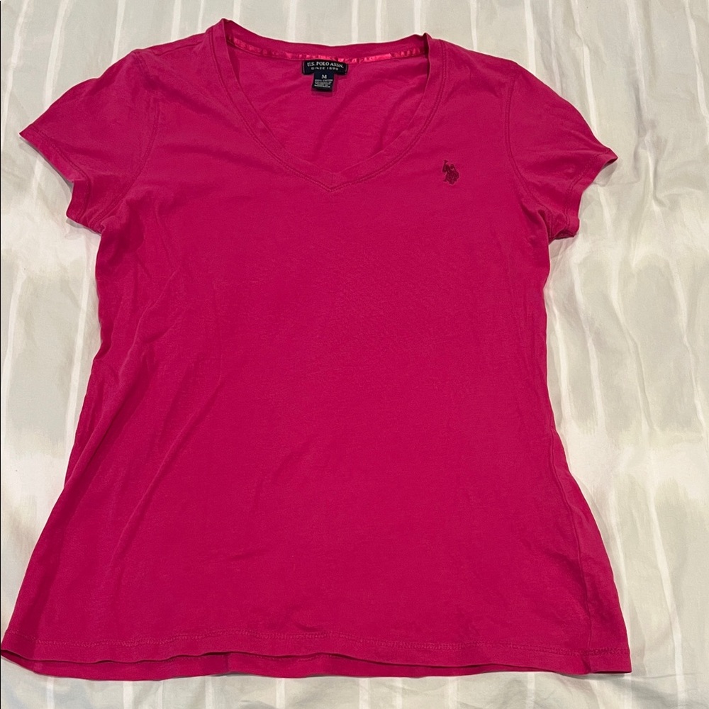 U.S Polo Association Fuchsia V-Neck Tee